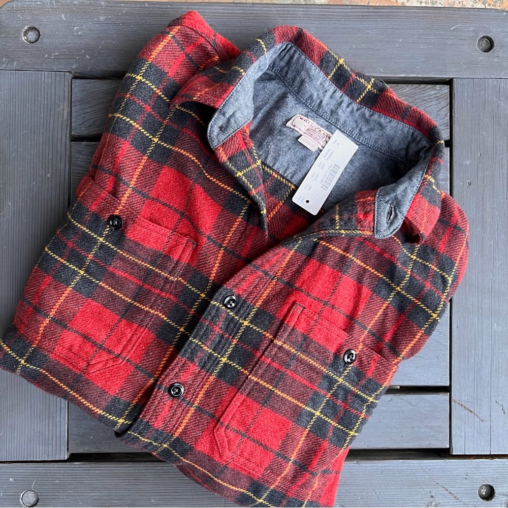 J.CREW Wallace & Barne SZ S Red Brodie Tartan Plaid Flannel Shirt